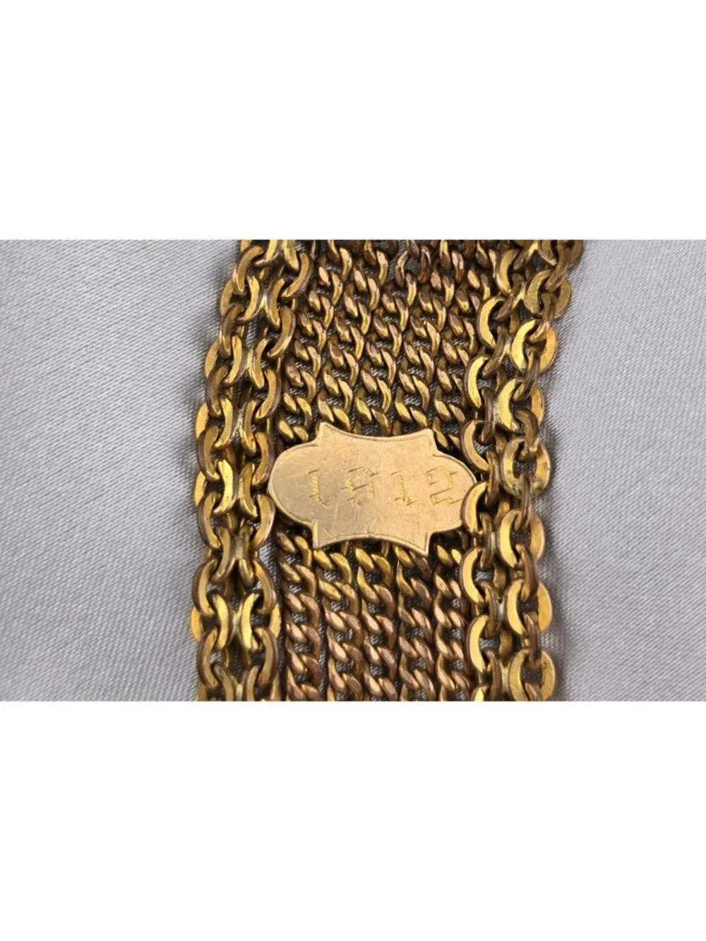 Antique Gold Filled Watch Fob With Ornate Chain & Engraved Details 1912 - Picture 2 of 10